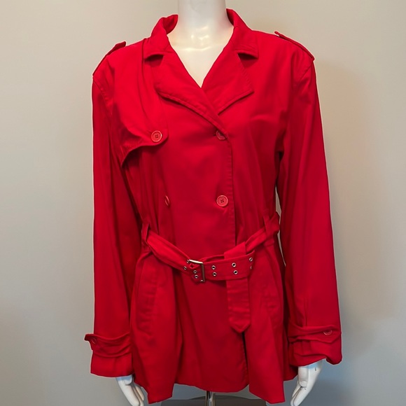 Mac and Jac Jackets & Blazers - Mac and Jac Classic Vintage Y2K Red Doublebreasted Belted Trench Coat Jacket 14